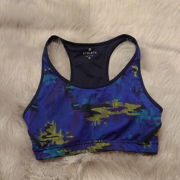 Athleta blue pattern Sports Bra Size medium - Picture 1 of 3